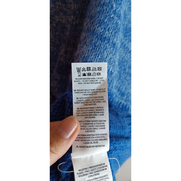 Boden Fluffy Blue Ombre Oversized Cardigan Sweater Wool Alpaca Sz Large - Picture 4 of 5